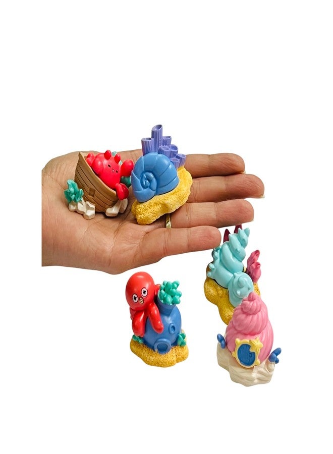Krisah Underwater Miniature Houses Set, 5 Piece Resin Aquarium Decorations, Hand-Painted Coral Ornaments, 4-5 cm - Image 4